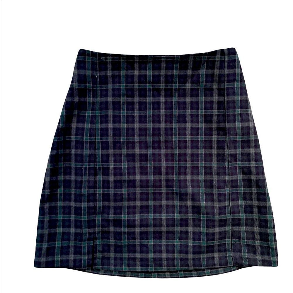 NWT BRANDY MELVILLE Blue green plaid skirt one size